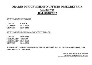 AVVISO RICEVIMENTO AL PUBBLICO DAL 02 10 2017 AS 2017 18-1