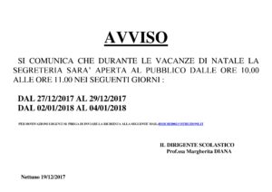 AVVISO apertura SEGRETERIA vacanze natalale 2017(1)